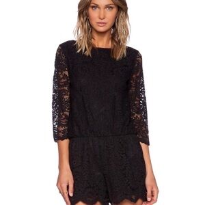 Michael Stars Black Lace Romper M Scallop Hem Boho Cocktail Party $158 Retail